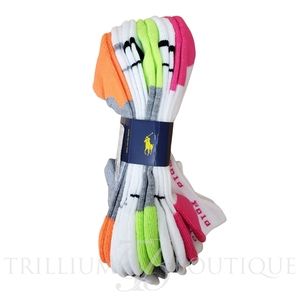 POLO RALPH LAUREN Low Cut Tab. Compression Fit Socks Women 9-11 6 Pairs NWT